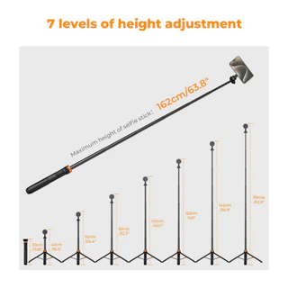 K&F Model MS19 Magnetic Selfie Stick Tripod, 159cm with Bluetooth remote&Magnetic Ring (KF09.139)