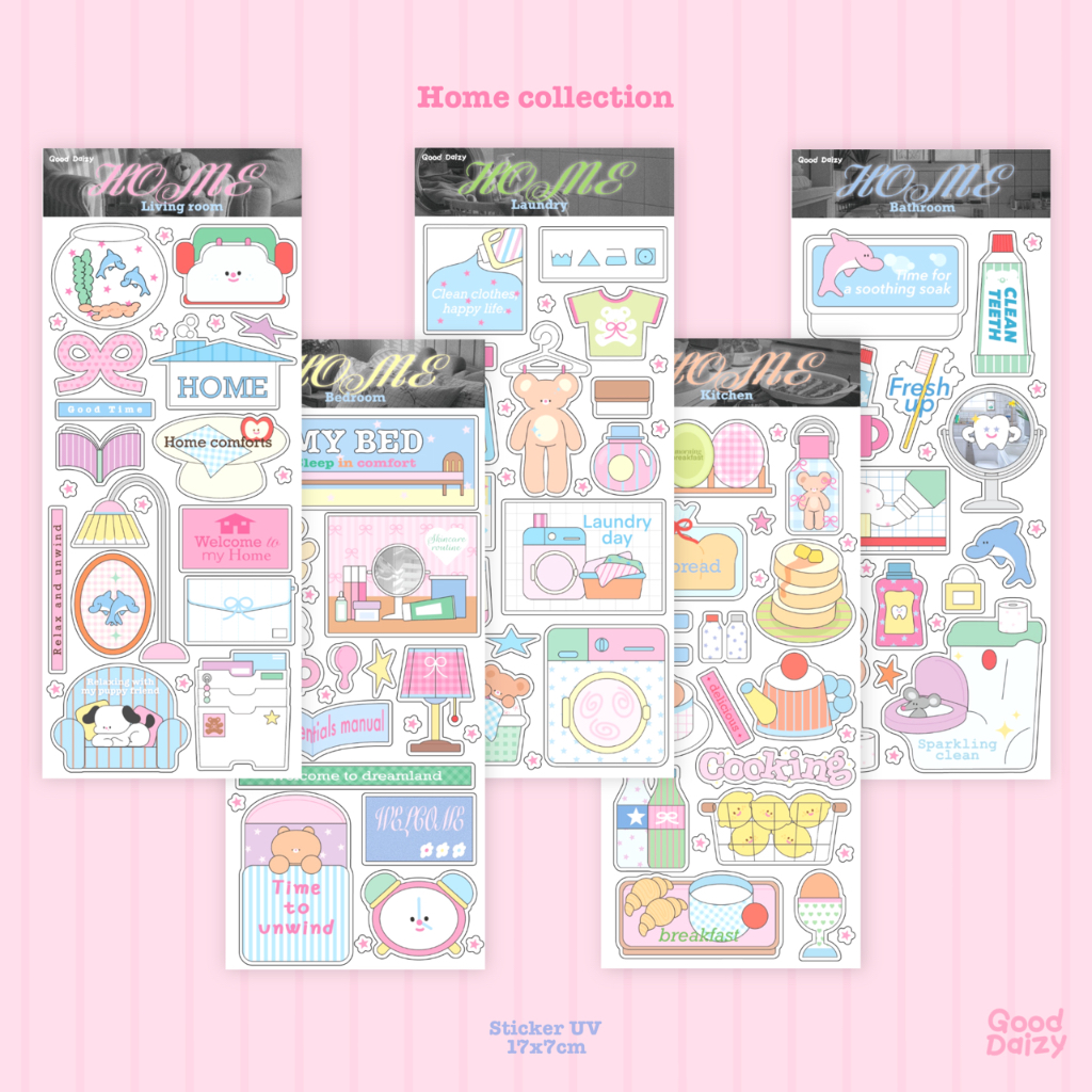 🏠Home collection Sticker UV สติกเกอร์ขอบใส | Good Daizy