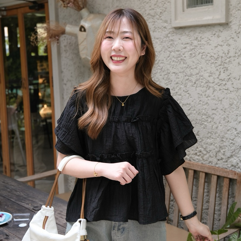 Bubble top 🫧 Chakiya.store❣️เสื้อแต่งระบาย แขนพลิ้วๆ มี 7 สีเลยค่า รูปที่ 8