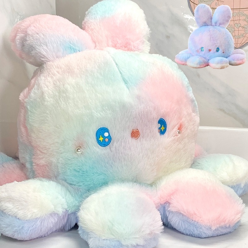 ตุ๊กตาปลาหมึกยักษ์ ตุ๊กตาปลาหมึกยักษ์เปลี่ยนหน้า หูกระต่าย น่ารัก เปลี่ยนหน้าได้ ตุ๊กตาปลาหมึกด้านเดียว
