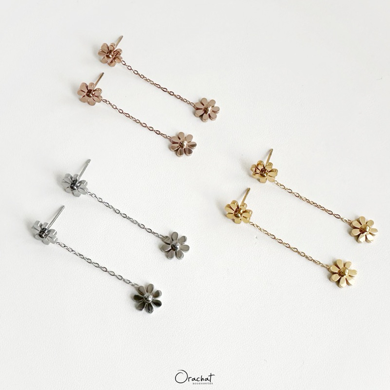 Ava 14k earrings. (ต่างหูดอกไม้ทรงระย้า ตัวเรือนสแตนเลสสวยทน ใส่ลุยได้ไม่ต้องระวัง)