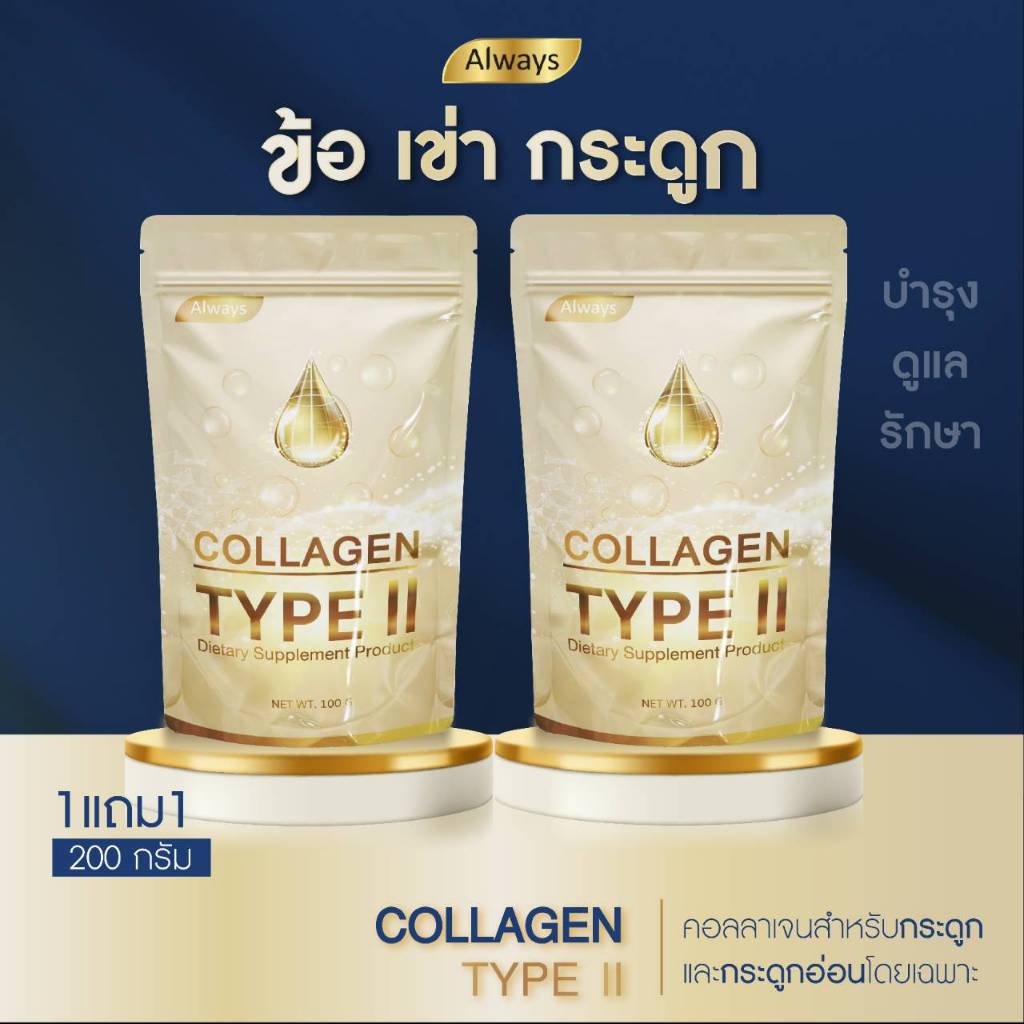 COLLAGEN TYPE II คอลลาเจนเพียว ไทพ์ทู คอลลาเจนของกระดูก และ กระดูกอ่อน โดยเฉพาะ (100g. X 2ซอง)