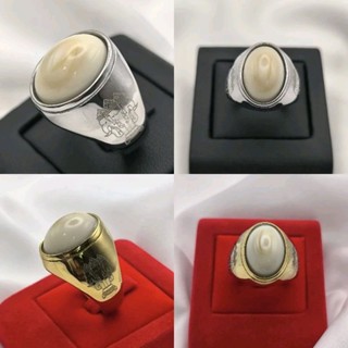 แหวนสแตนเลสยิงเลเซอร์พลอยสีงา ข้างช้างสามเศียร ใส่เสริมดวงเส…