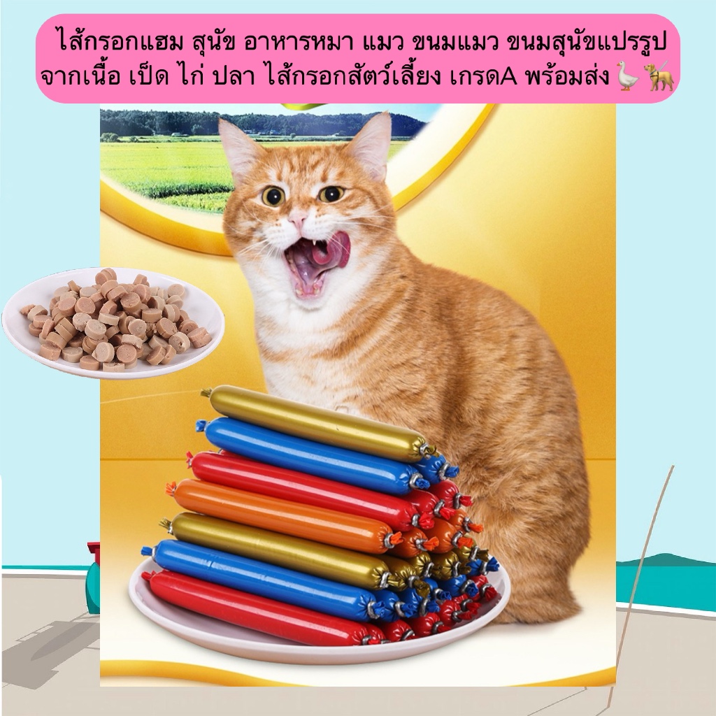 AL-1224 ไส้กรอกแฮม สัตว์เลี้ยง อาหารหมาแมว ขนมแปรรูปจากเนื้อ เป็ด ไก่ ปลา เกรดA พร้อมส่ง