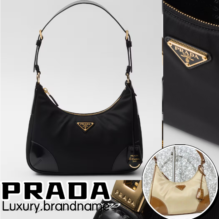 PRADA Prada Re-Edition 2005 Re-Nylon และกระเป๋าสะพายไหล่หนังขัด