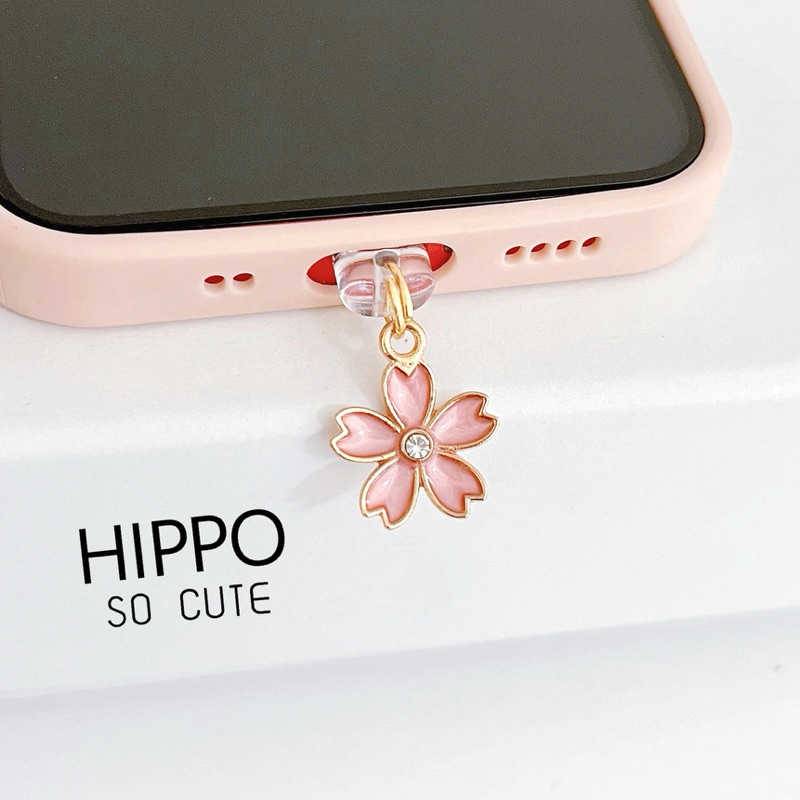 [ร้านไทย] จุกกันฝุ่น iPhone จุกกันฝุ่นมือถือ ดอกซากุระมีเพชร จุกกันฝุ่นไอแพด