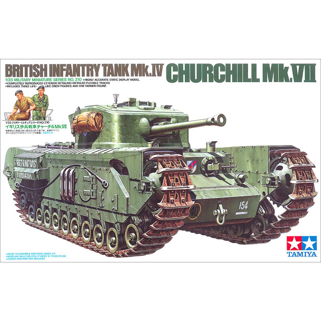 TAMIYA 35210 ชุดประกอบจำลองมาตราส่วน 1:35 BRITISH INFANTRY TANK Mk.IV CHURCHILL MK.VII สร้างทำสีเอง