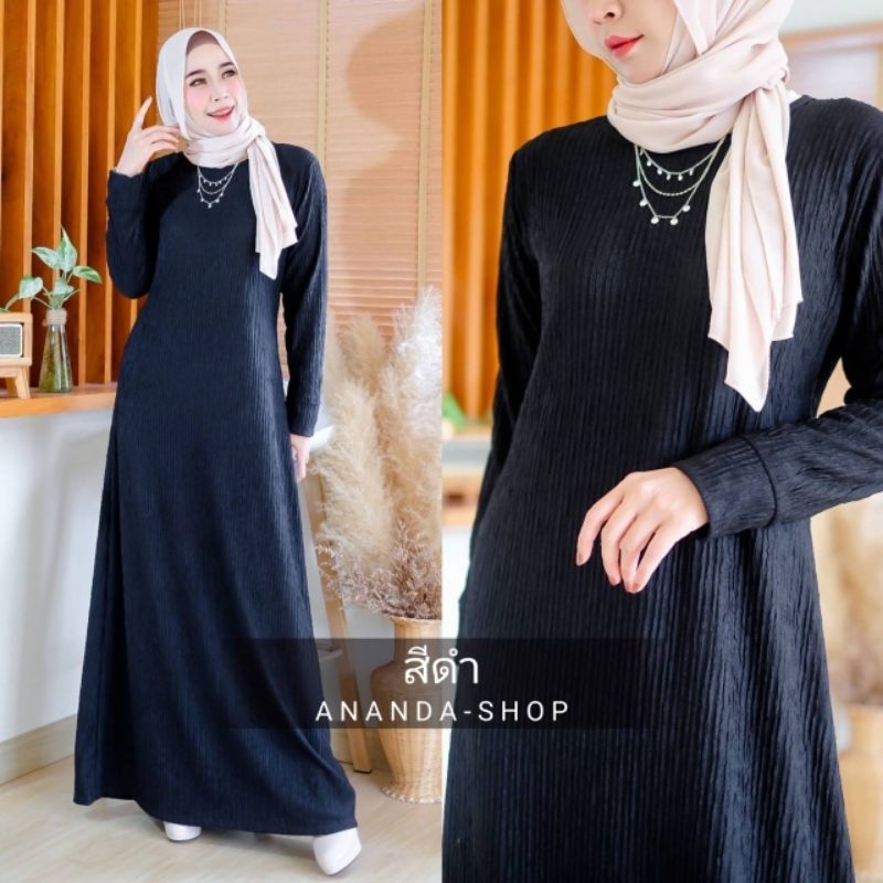 ชุดเดรสยาวผ้ายืดทอฟฟี่เนื้อนุ่มใส่สบาย - รูปที่ 5