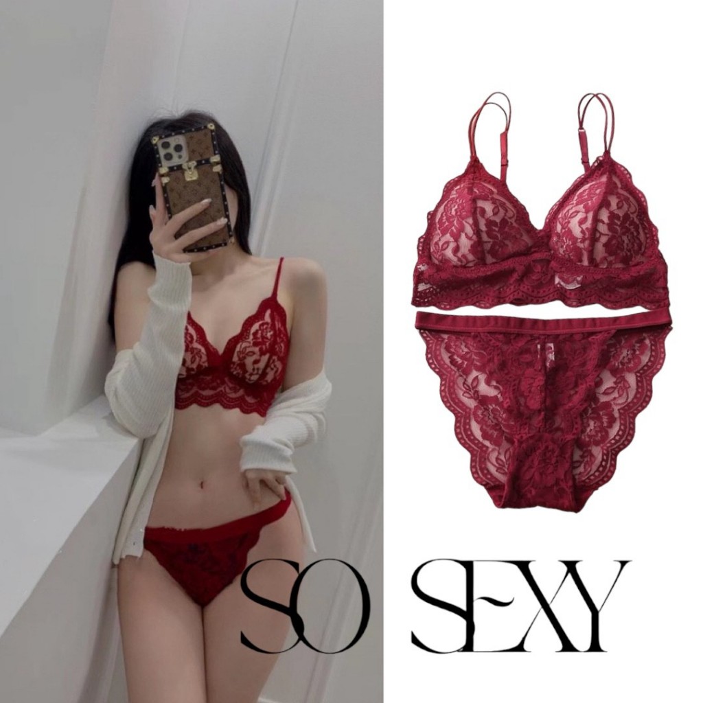 Sosexy ชุดชั้นในลูกไม้ ลายกุหลาบได้ครบเซ็ท เซ็กซี่ Setsนี้ ที่สาวๆต้องมี Women(So01)