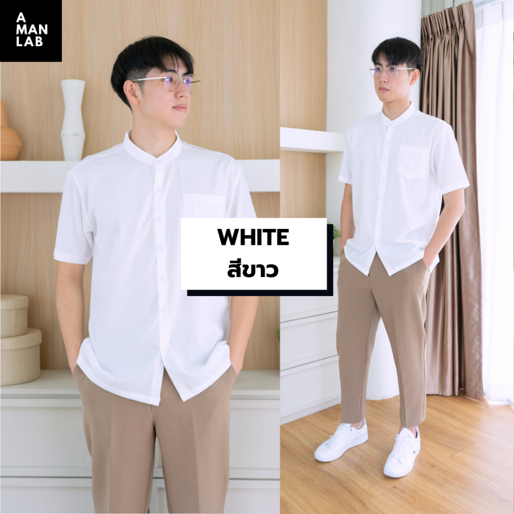 เสื้อเชิ้ตแขนสั้น ผู้ชาย CHINESE NECK เสื้อเชิ้ตผู้ชาย โอเวอร์ไซส์ oversize รูปที่ 4