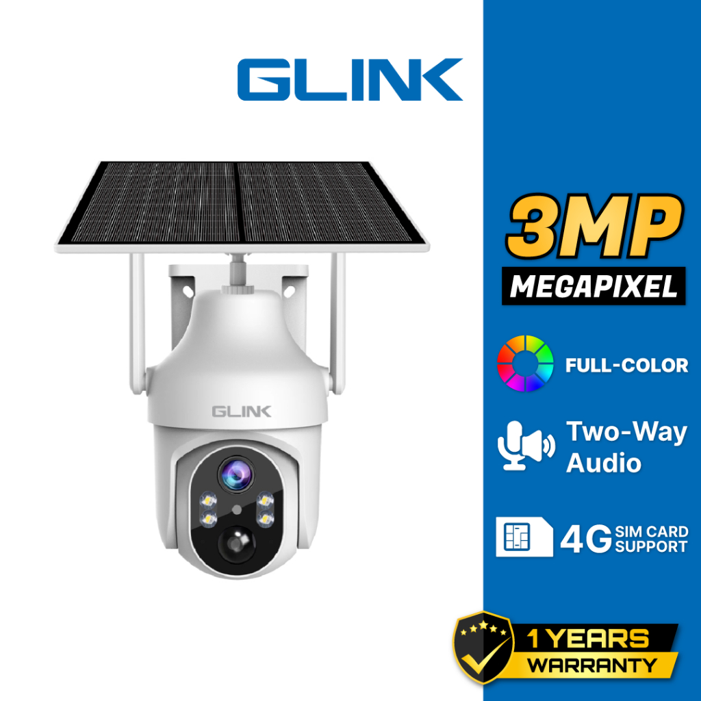 GLINK กล้องวงจรปิดโซล่าเซล 4G 3 ล้านพิกเซล (มีแบตในตัว) รุ่น ZQS099