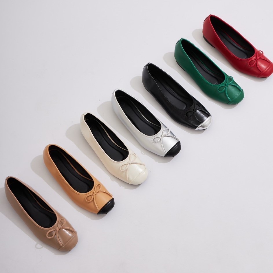 (รุ่น NB) - Wila shoes SHOPEE VDO ลด100฿ รองเท้าบัลเล่ต์ส้นแบน หัวมน แต่งอะไหล่ผูกโบว์ กดสั่งได้เลยค่ะ