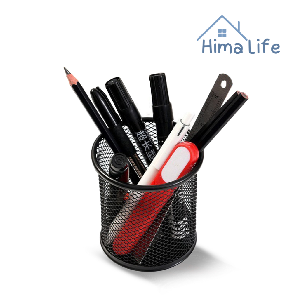 ที่ใส่เครื่องเขียน กล่องใส่ปากกา Pen Holder สำหรับใส่เครื่องเขียน ปากกา ดินสอ จัดระเบียบบนโต๊ะทำงาน 9x9x10cm Hima Life