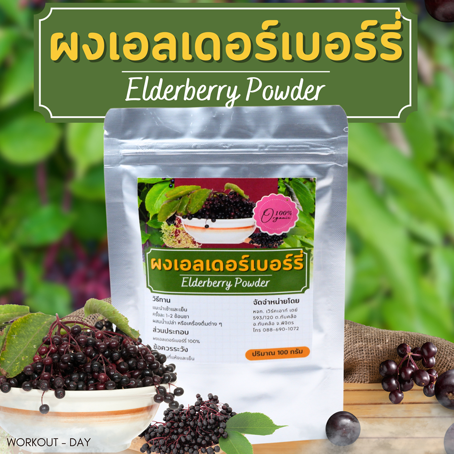 ผงเอลเดอร์เบอร์รี่ Elderberry Powder เกรดสารสกัด  ขนาด100กรัม