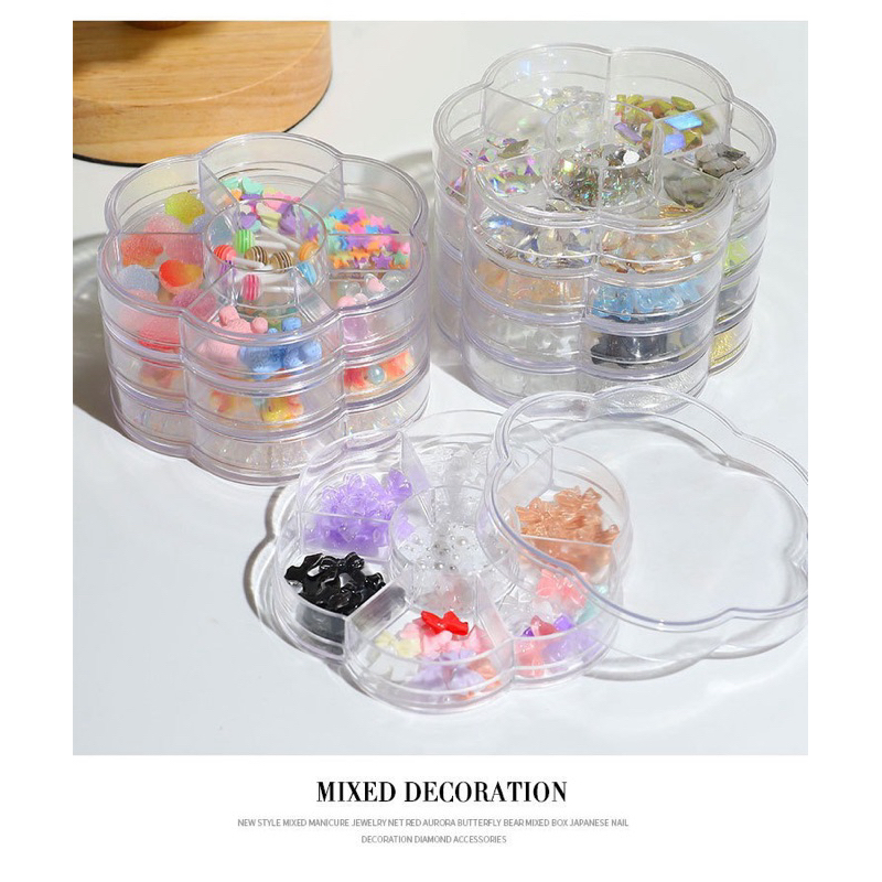 อะไหล่สำหรับตกแต่งเล็บสวยงาม ตลับกลม7/ช่อง 9แบบสวยๆ🌈พร้อมส่งในไทย🌈 - รูปที่ 5