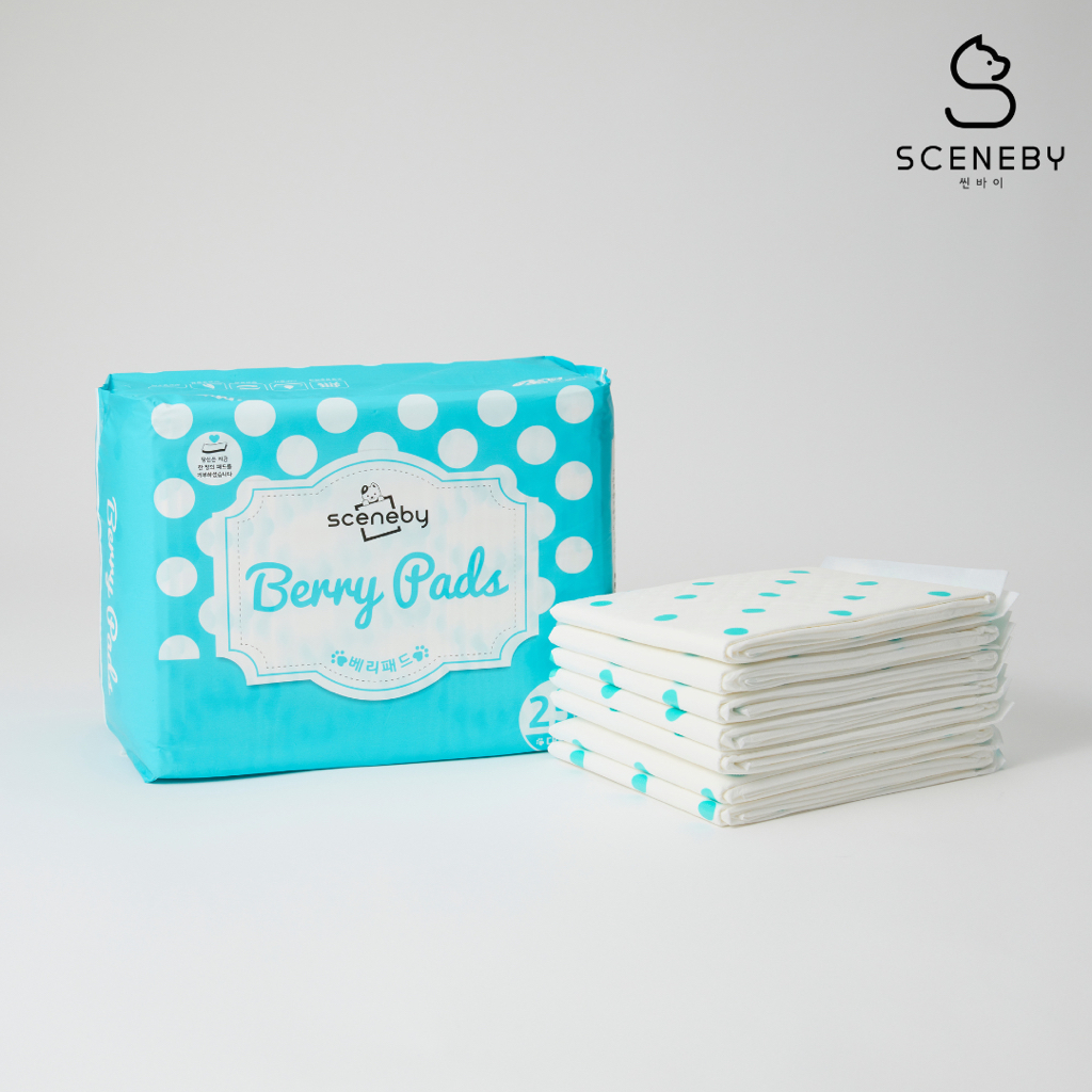 Sceneby Berry Pad size L (25ชิ้น) แผ่นรองฉี่สุนัข ลายจุด นำเข้าจากประเทศเกาหลี