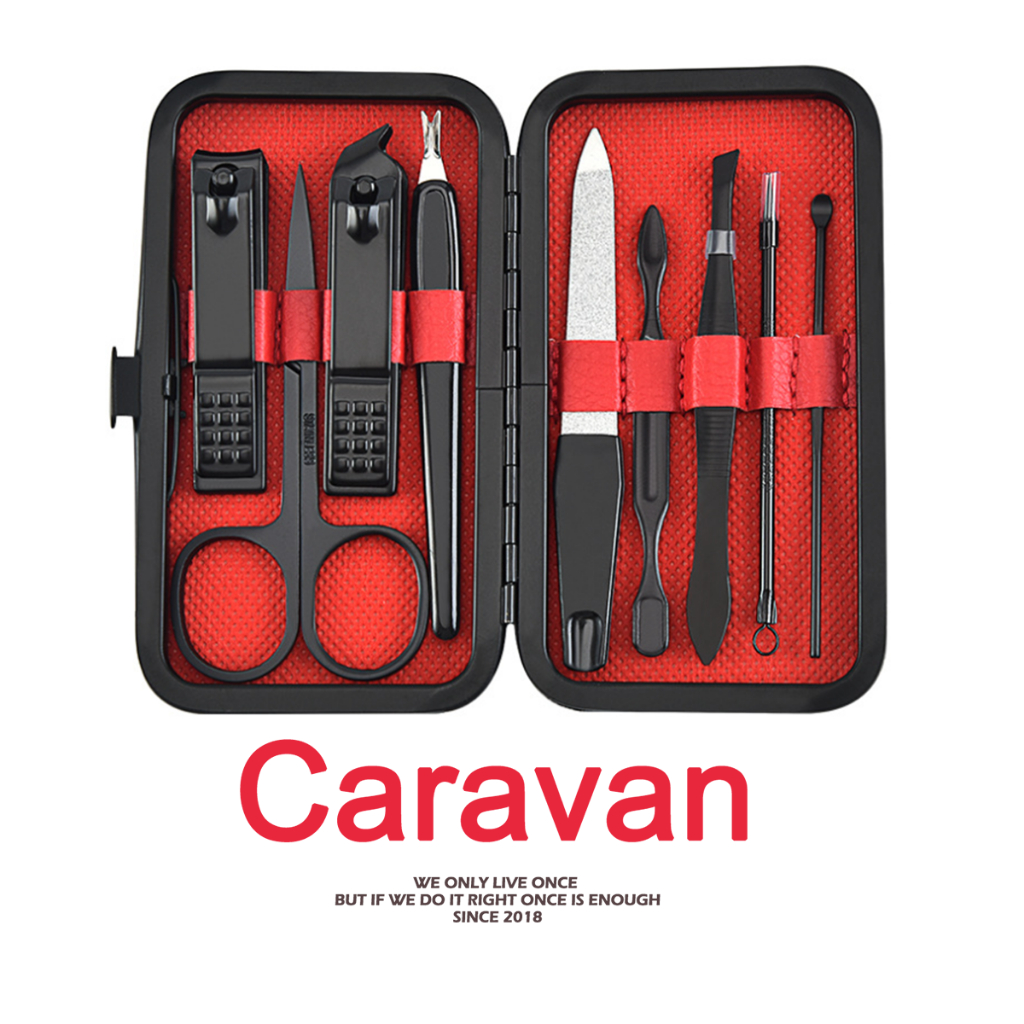 Caravan crew Nail Clipper set ชุดอุปกรณ์จัดแต่งเล็บ กรรไกรตัดเล็บ ตัดหนัง ตะไบ แหนบปากเฉียง ไม้แคะหู ไม้กดสิว