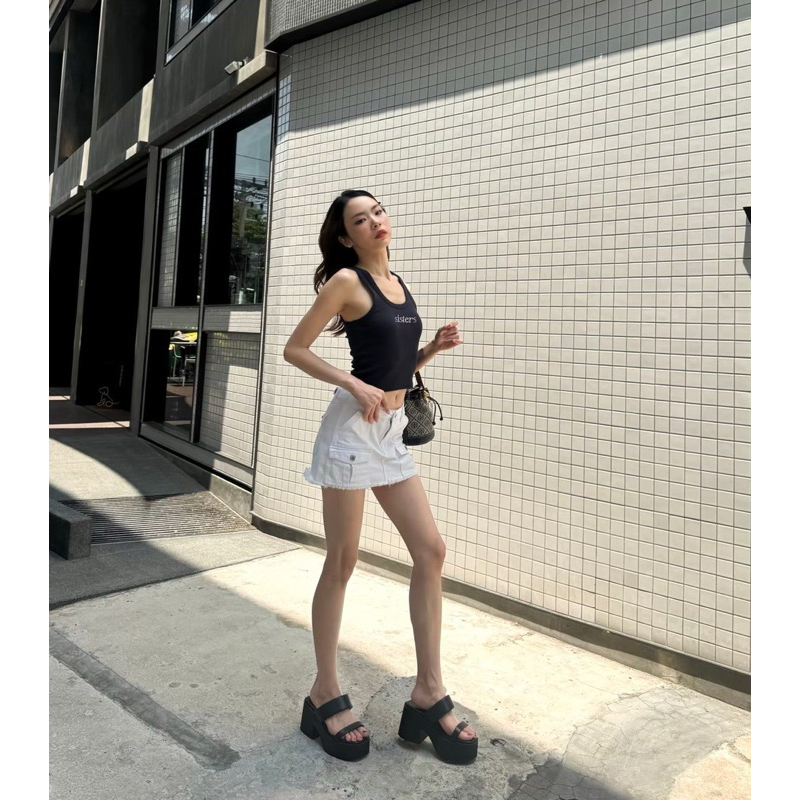 รองเท้าส้นสูงส้นตึก สูง 3.5 นิ้ว รุ่น ชิฟฟ่อน เดินง่าย ใส่สบาย สวยมาก (งานไทย แบรนด์ Wila)