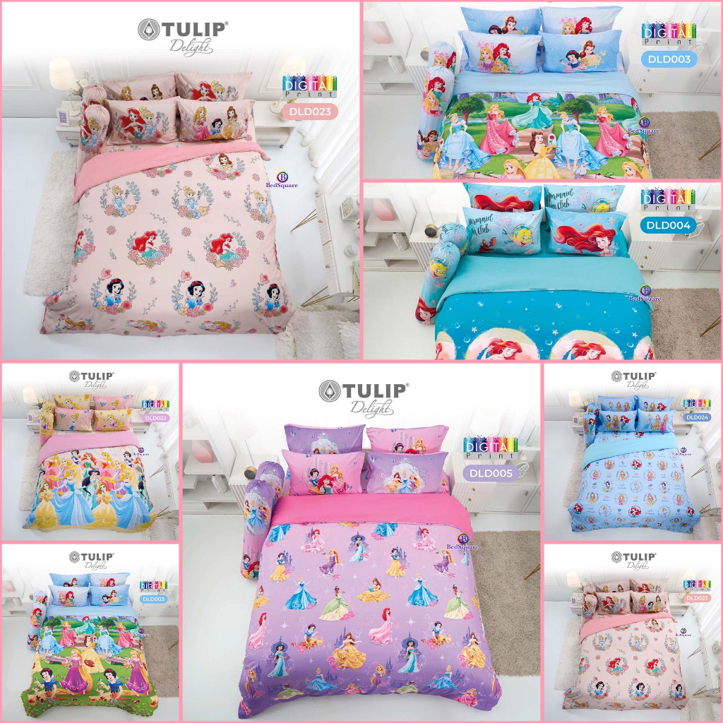 Tulip Disney Princess ผ้าปูที่นอน(ไม่รวมผ้านวม) Digital Print ลายเจ้าหญิงดิสนีย์ /Tulip Delight