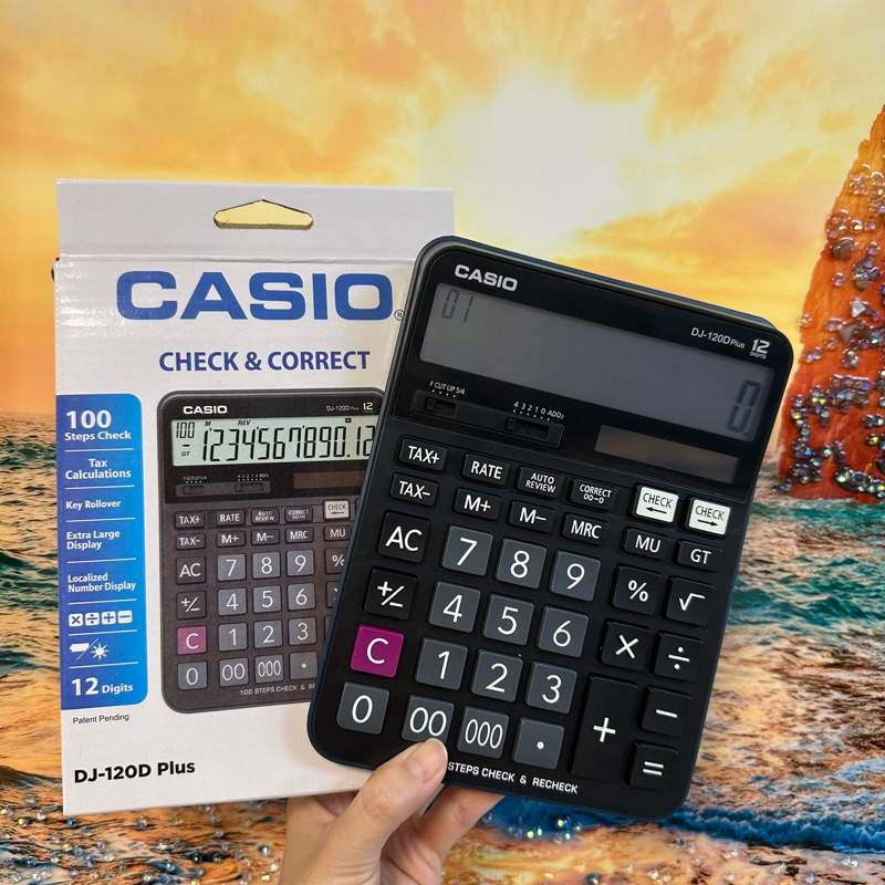 CASIO เครื่องคิดเลขขนาดใหญ่ 12 หลัก หน้าจอใหญ่ DJ-120D plus เครื่องคิดเลข รุ่นยอดฮิต มีทั้งแบบที่ใช้ถ่านและแบบโซล่าเซลล์