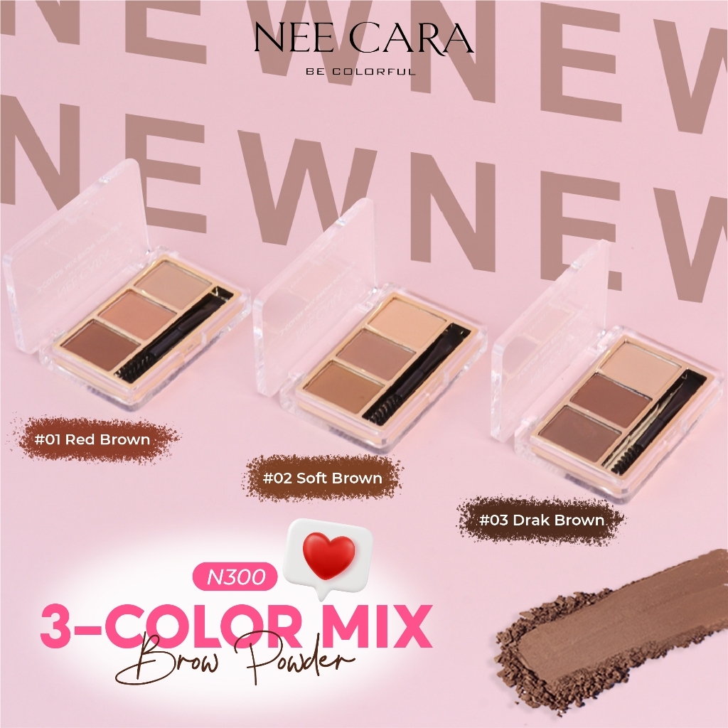 ถูก/แท้/มีไลฟ์ ฝุ่นคิ้ว Nee Cara 3 Color Mix Brow Powder เขียนคิ้ว คิ้วฝุ่น พาเลทคิ้ว พาเลทท์คิ้ว อุปกรณ์เขียนคิ้ว คิ้ว