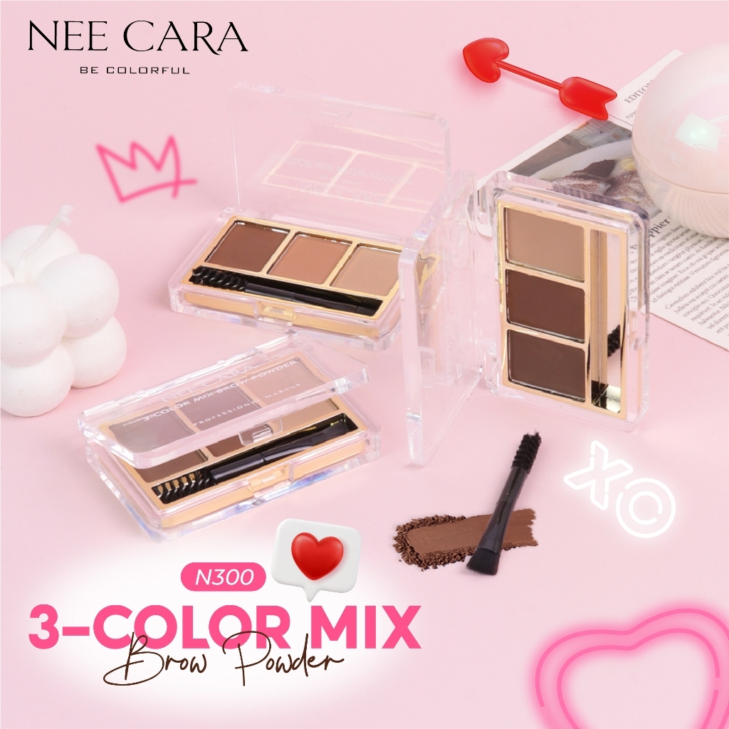ถูก/แท้/มีไลฟ์ ฝุ่นคิ้ว Nee Cara 3 Color Mix Brow Powder เขียนคิ้ว คิ้วฝุ่น พาเลทคิ้ว พาเลทท์คิ้ว อุปกรณ์เขียนคิ้ว คิ้ว