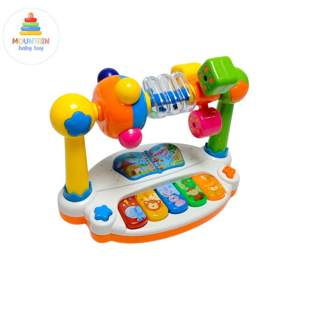 BabyMusicWorldเปียโนอัจฉริยะสอนภาษาอังกฤษเปียโนเด็กเล่นมีเสียงมีไฟของเล่นเสริมพัฒนาการเด็กสีพาสเทลสดใส