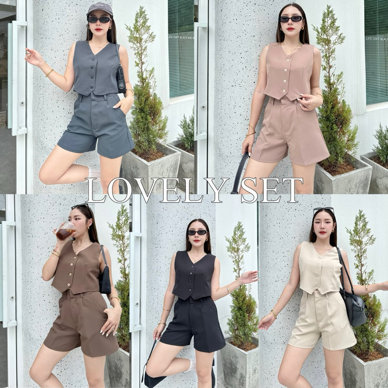 LOVELY SET | เซตกั๊กขาสั้น | ผ้าบัลลี่ผ้าหนาอย่างดีไม่ต้องใส่ซับใน งานเข้าใหม่ของทางร้าน งานไซส์(xs-xl)