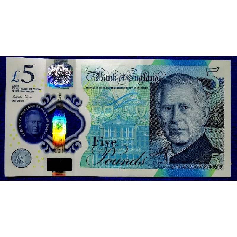แบงก์​สะสม​ อังกฤษ​ England, 5 Pound, ใช้แล้ว, B1203E