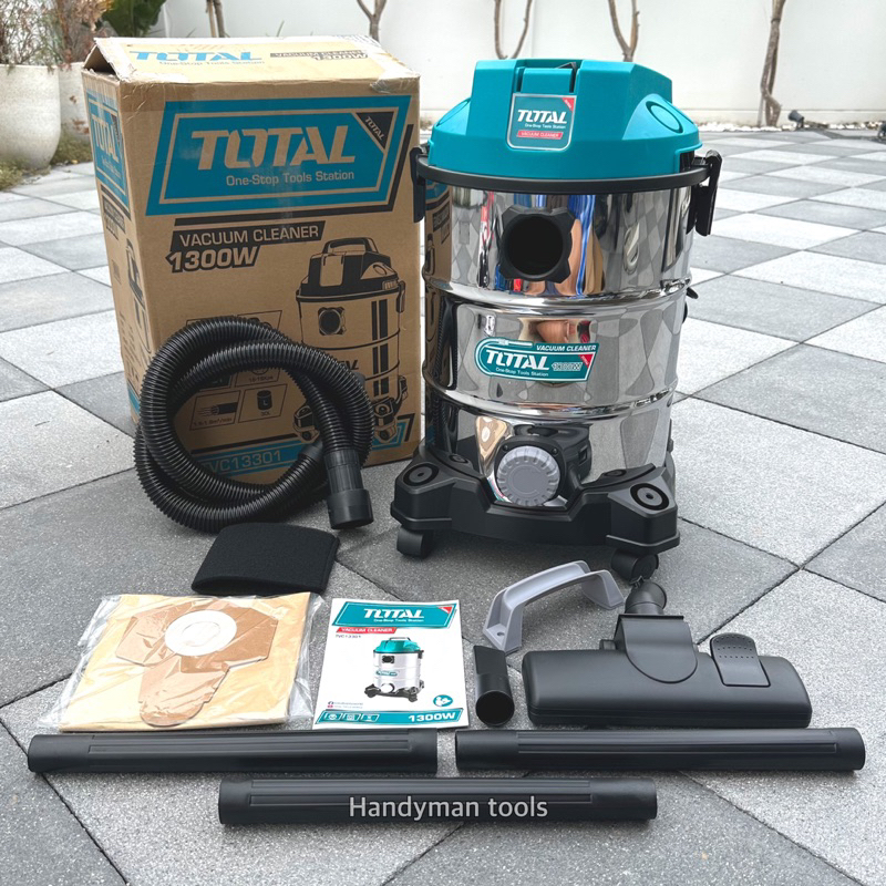 TOTAL เครื่องดูดฝุ่น 1300W รุ่น TVC13301 (ดูดน้ำ - ดูดแห้ง) ความจุถัง 30 ลิตร พร้อมอุปกรณ์เสริมตามรูป