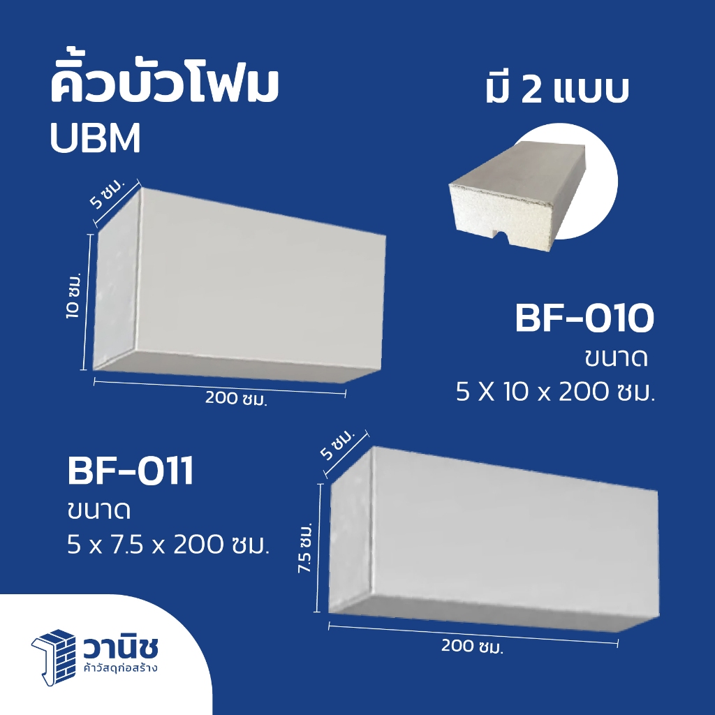 บัวโฟม คิ้วบัวโฟม บัวปูนเบา UBM มี 2 รุ่น BF-010, BF-011 เคลือบซีเมนต์คุณภาพสูง น้ำหนักเบา