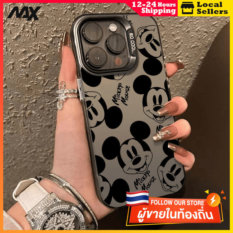 สีดำหรูหราซิลิโคนแข็งกรณีโทรศัพท์ มิกกี้เมาส์อวตาร for IPhone 13 12 7Plus 14 15 11 Pro MAX 8 6 7 6S Plus X XR XS