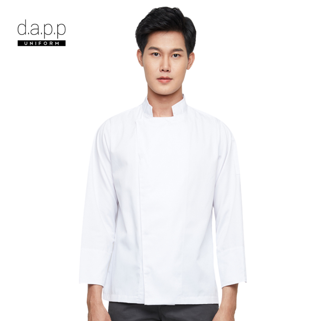 dapp Uniform เสื้อเชฟ เสื้อกุ๊ก แขนยาว คอจีน รุ่น Newton สีขาว (TJKW2017DPS)