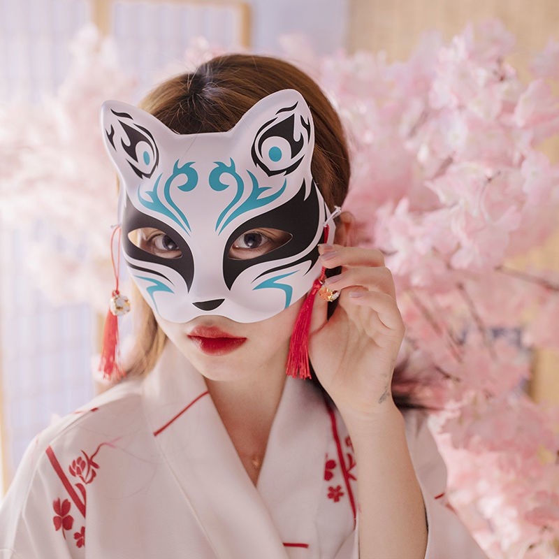 หน้ากาก แมว จิ้งจอก แมวจีน หน้ากากแฟนซี ญี่ปุ่น Japanese Cat Mask Half Face Fox Mask