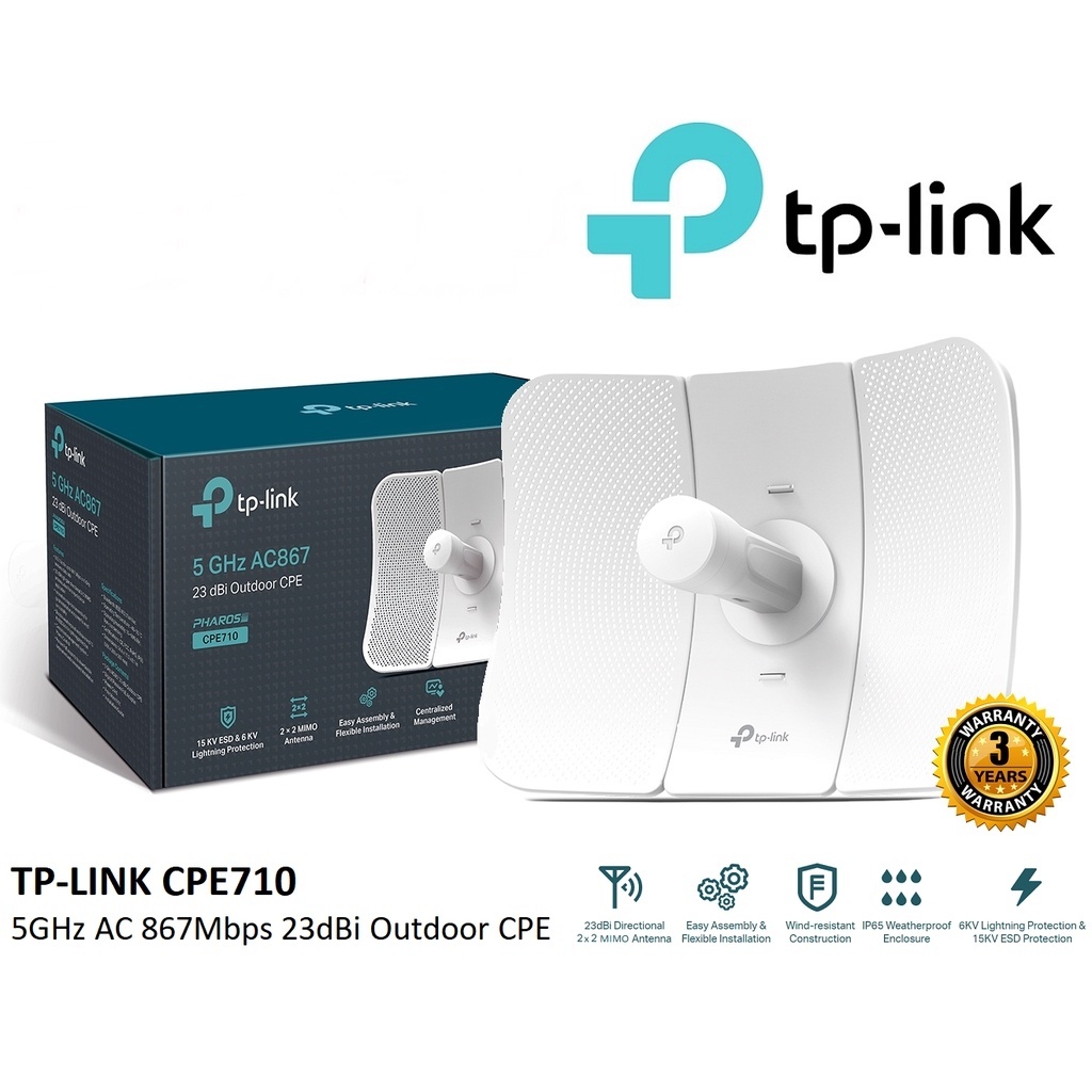 (พร้อมส่ง) TP-LINK รุ่น CPE710 5GHz AC 867Mbps 23dBi Outdoor Access Point ประกัน 3 ปี