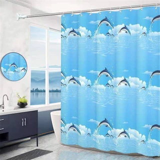 ม่านห้องน้ํากันเชื้อรา ผ้าม่านกันน้ำ PEVA 80*180/150*180/200*200CM ผ้าม่านกันน้ำม่านพลาสติกขนาดสากล