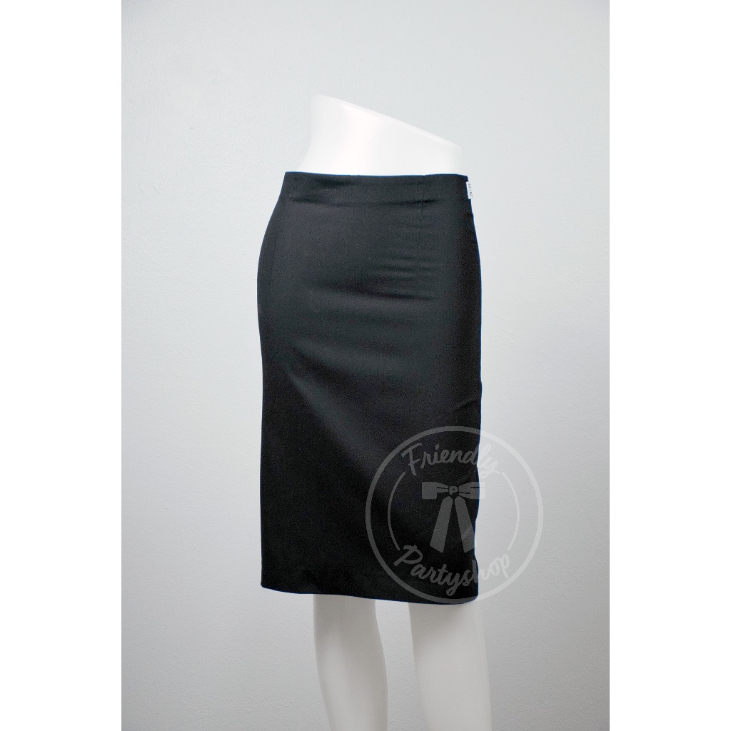 (ราคาโรงงาน) กระโปรงนักศึกษาเอวสูง ผ่าหลัง เข้ารูป ทรง A ยาว สีดำ เอว 25 - 36 นิ้ว มือ 1