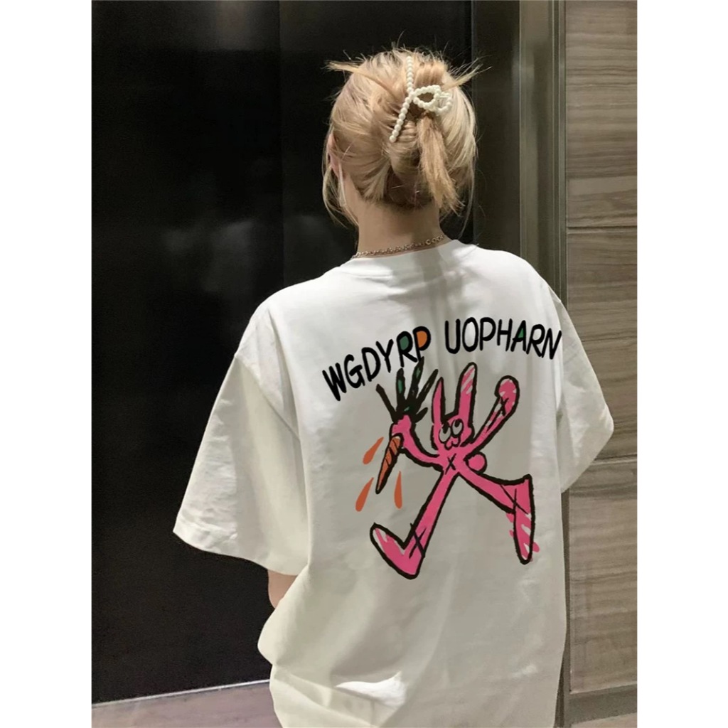 TeeTwoOne ผ้าคอตตอน100% เสื้อยืด oversize WGDYRP-DB สไตล์เกาหลี  ผ้าฝ้ายใส่สบาย เสื้อยืดโอเวอร์ไซส์ unisex