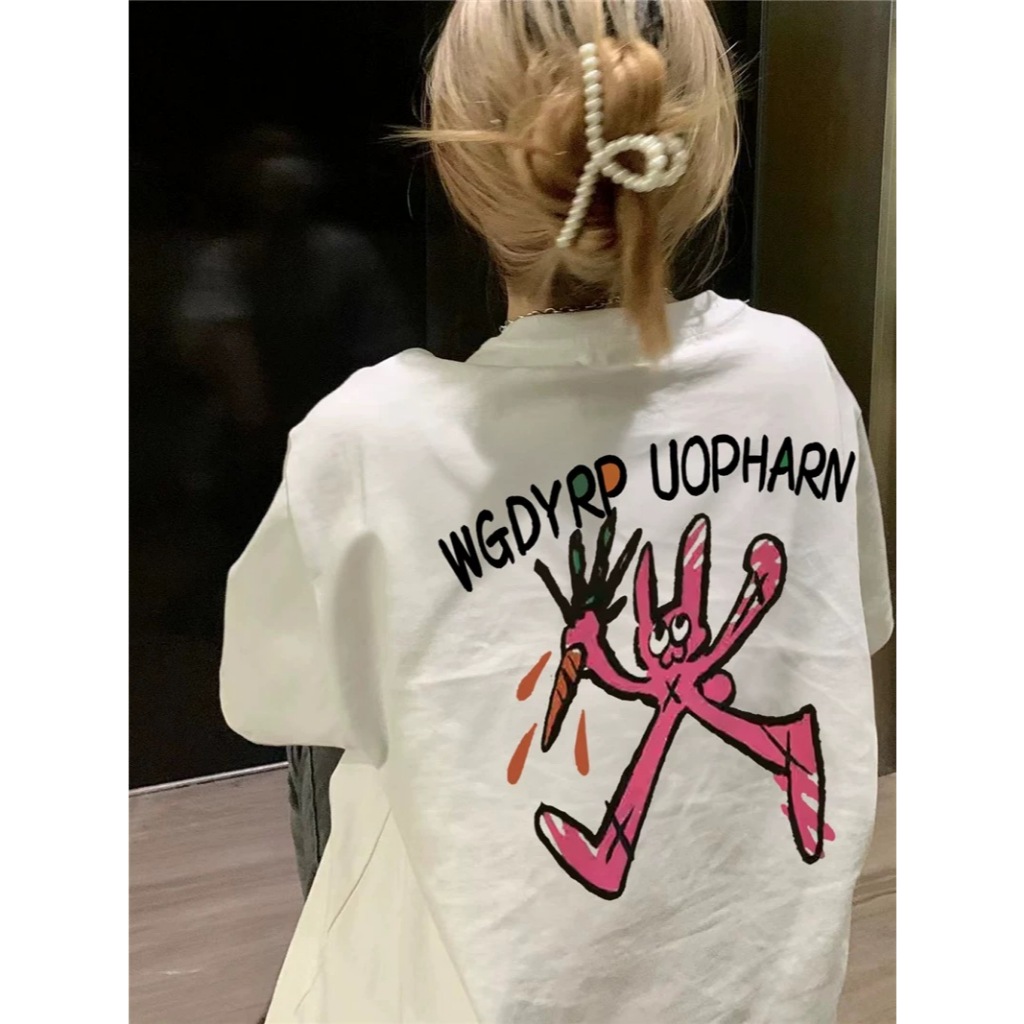 TeeTwoOne ผ้าคอตตอน100% เสื้อยืด oversize WGDYRP-DB สไตล์เกาหลี  ผ้าฝ้ายใส่สบาย เสื้อยืดโอเวอร์ไซส์ unisex