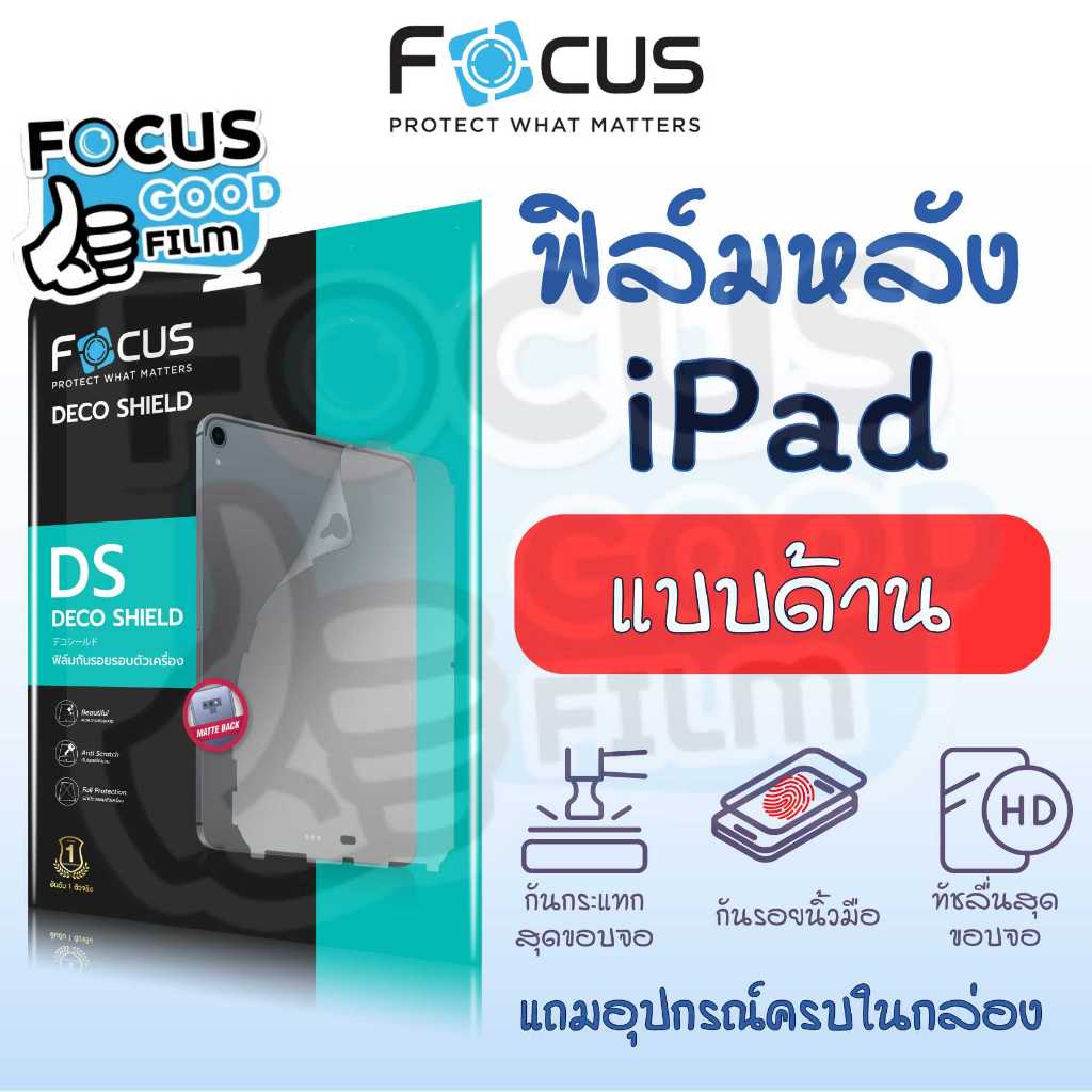 ฟิล์มหลังรอบเครื่อง สำหรับ Apple iPad Focus Gen 7/8/9/10/1, Air 4/5/6/7 และ Pro 
