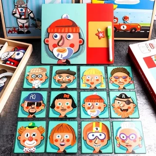 Magnet Wooden Box ตัวต่อจิ๊กซอว์แม่เหล็ก จิ๊กซอว์แม่เหล็ก ของเล่นไม้ 2in1 จิ๊กซอว์ ของเล่นเสริมพัฒนาการ