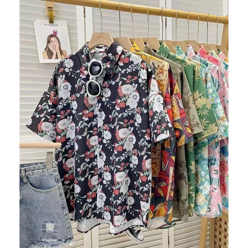 kigg.001 เสื้อแขนสั้นลายดอก กระดุมหน้า ผ้าไหมอิตาลี thumbnail 7