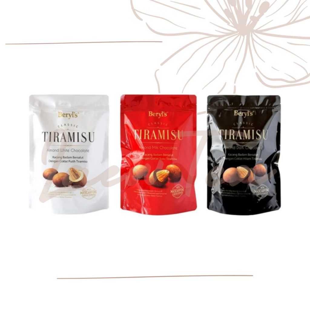 Beryl's Tiramisu Almond Chocolate 300g ช็อคโกแลตไส้อัลมอนด์เคลือบผงทิรามิสุ มีประมาณ 50 กว่าชิ้น จากมาเลเซีย มีฮาลาล