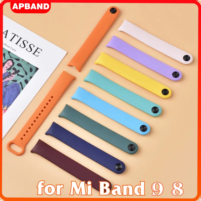 สายกีฬาซิลิโคนสำหรับ Mi Band 9 8 NFC สำหรับ Xiaomi Mi Band 8 สายรัดข้อมือนุ่ม