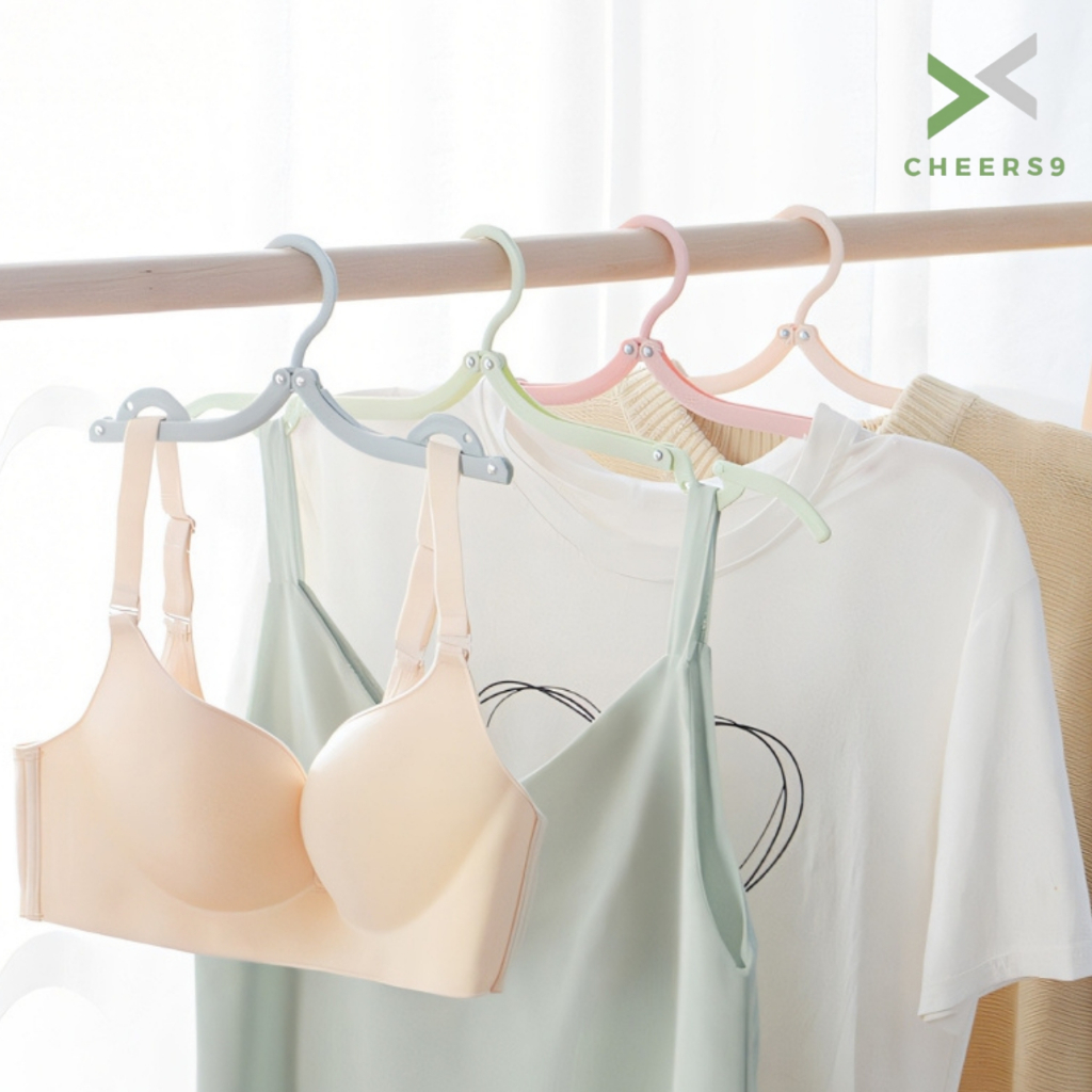 ไม้แขวนเสื้อพับได้ ไม้แขวนเสื้อมินิ ที่แขวนผ้า Foldable hanger ปรับได้ 3 ระดับ ไม่หลุดง่าย Cheers9