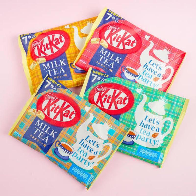 แพ็คเกจคละสี แท้ Kitkat milk tea 81g. คิทแคท รสไวท์ช็อกโกแลตชานม นำเข้าจากญี่ปุ่น🇯🇵ct