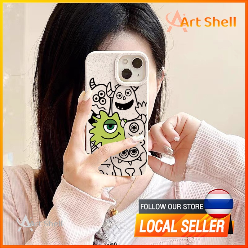 ส่งจากไทยเคส iphone 7P 8P 11 12 13 14 15 Pro Max กล้องป้องกันมิตรกับสิ่งแวดล้อมกันกระแทกดอก มอนสเตอร์น้อย