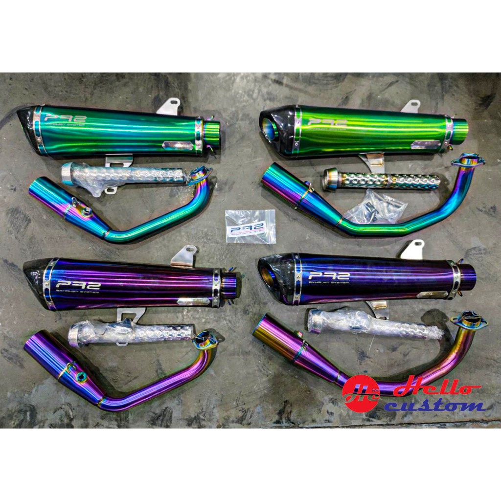 ท่อ PR2 ปลายคาร์บอนแท้ ไดร์สีน้ำเงิน FORZA350 / XMAX300 ท่อPR2 แท้ Forza 350  / Xmax 300 สีเขียว - น