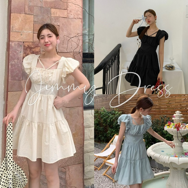 Wendystore182(Jimmy Dress)เดรสแขนพองบอลลูนทรงปล่อย
