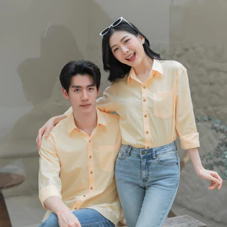 🌈 20 สี ชุดคู่รัก เสื้อคู่ (พร้อมส่ง) ไซต์ S-XXL เสื้อเชิ้ตแขนยาวคอปก
